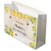 Birthday Hummeln Honigblüten Gelbfloralen Monogram Große Geschenktüte (Vorderseite Schrägansicht)