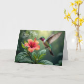 Birthday Hummingbird auf einem Hibiskus Karte (Gelbe Blume)
