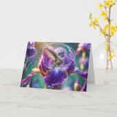 Birthday Hummingbird Splashing in a Iris Karte (Gelbe Blume)