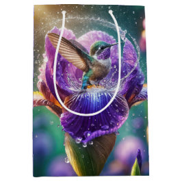 Birthday Hummingbird Splashing in a Iris Mittlere Geschenktüte