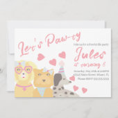 Birthday Hund Paw-ty Party Herz Valentines Einladung (Vorderseite)