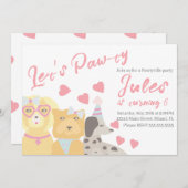 Birthday Hund Paw-ty Party Herz Valentines Einladung (Vorne/Hinten)