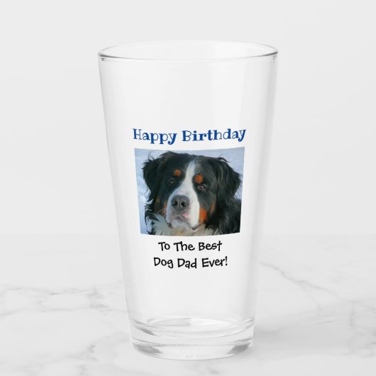 Birthday Hund Vater World's Best Ever Foto Beer Pi Glas (Vorderseite)