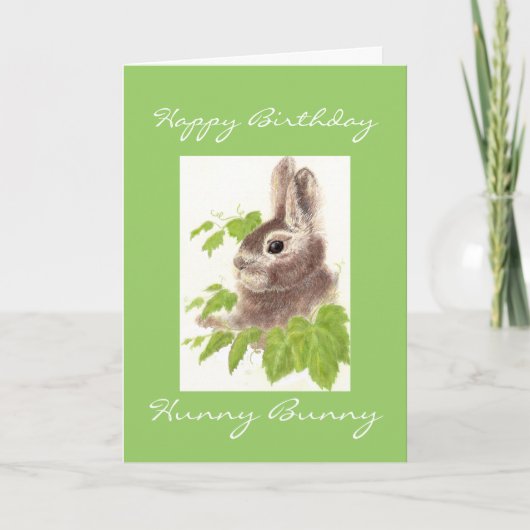 Birthday Hunny Bunny, Niedliches Kaninchen Karte (Vorderseite)