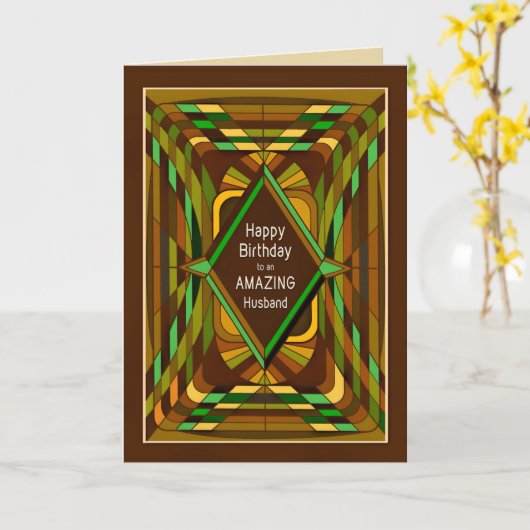 Birthday Husband Masculine Abstrakt Brown Card Karte (Gelbe Blume)