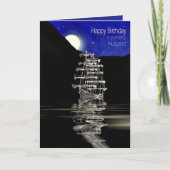 Birthday, Husband, Ship with Sails, Night Karte (Vorderseite)