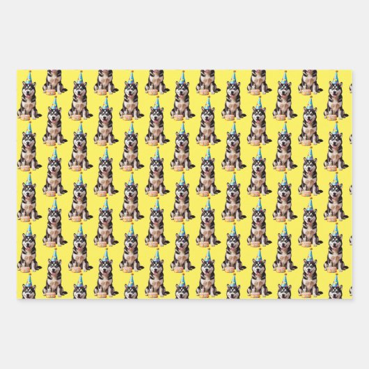 Birthday Husky Dog Geschenkpapier Set (Vorderseite 3)