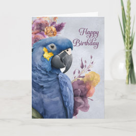Birthday Hyacinth Macaw Parrot in Blau und Lila Karte