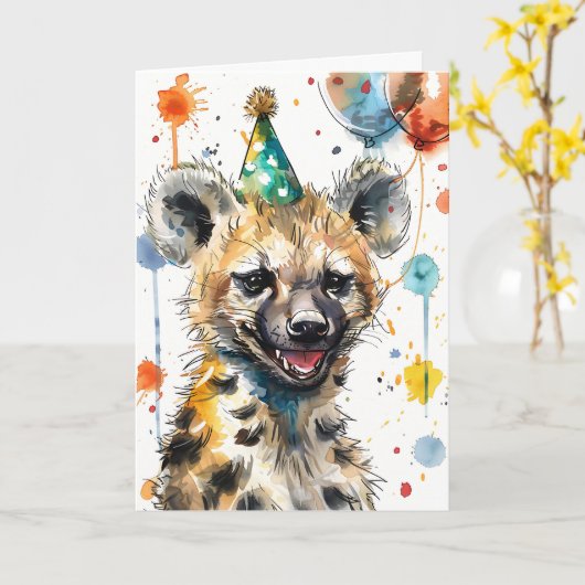 Birthday Hyena Karte (Gelbe Blume)