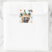 Birthday Hyena Quadratischer Aufkleber (Tasche)
