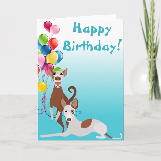 Birthday Ibizan Hound Hund Tier mit Balloons Karte (Vorderseite)
