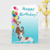 Birthday Ibizan Hound Hund Tier mit Balloons Karte (Gelbe Blume)