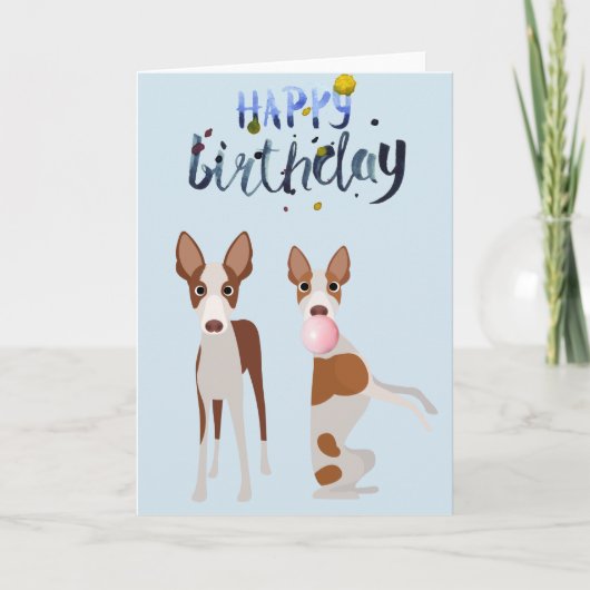 Birthday Ibizan Hound Hund Tierblase Gum Karte (Vorderseite)