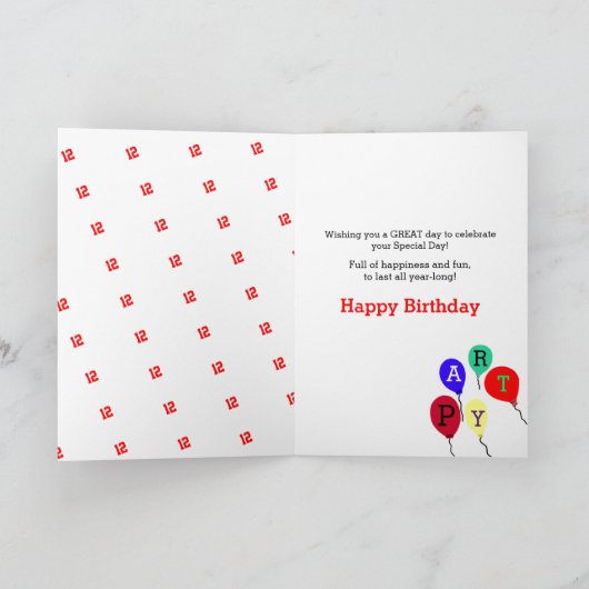 Birthday Ice Cream Balloons Edit AGE Karte (Innenseite)