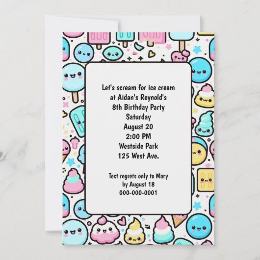 Birthday Ice Cream Cone and Popsicle Doodles Einladung (Vorderseite)