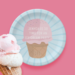 Birthday Ice Cream Party Paper Plate Pappteller