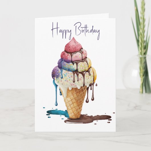 Birthday Ice Creme Cone Karte (Vorderseite)