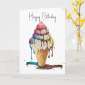 Birthday Ice Creme Cone Karte (Gelbe Blume)