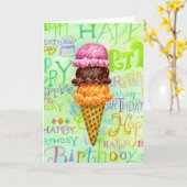 Birthday Ice Creme Cone Three Scores I Karte (Gelbe Blume)