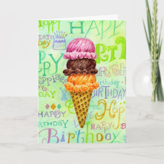 Birthday Ice Creme Cone Three Scores I Karte