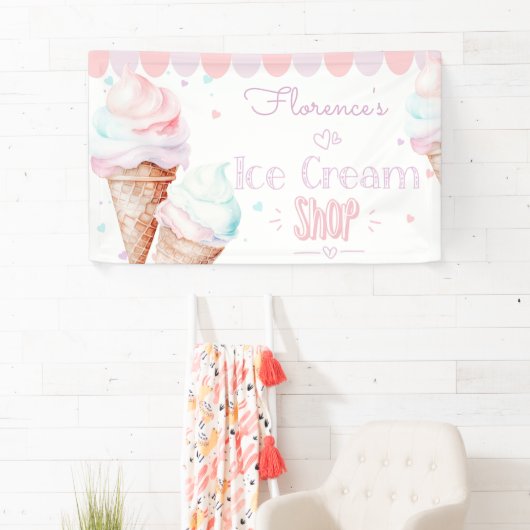 Birthday Ice creme shop pastellrosa Banner (Insitu)