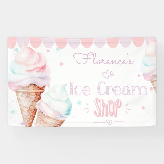 Birthday Ice creme shop pastellrosa Banner (Horizontal)