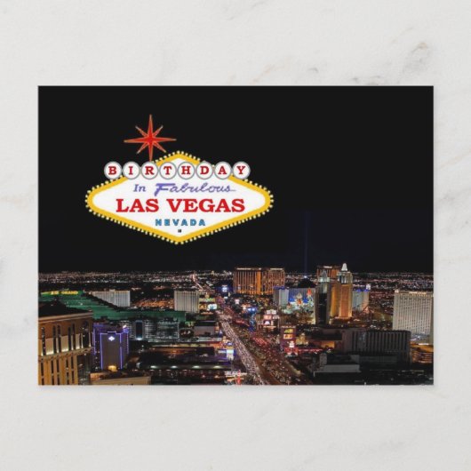 Birthday In Fabulous Las Vegas Postcard Postkarte (Vorderseite)