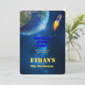 Birthday in space einladung (Stehend Vorderseite)