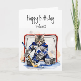 Birthday Individuelle Name Cat spielen Goalie Hock Karte