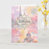 Birthday Individuelle Name Eiffel Tower Wasserfarb Karte (Gelbe Blume)