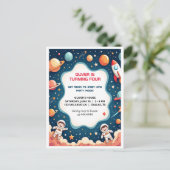Birthday Invasion Space Boy Astronaut Postcard Postkarte (Stehend Vorderseite)