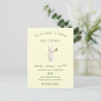 Birthday Invitation (10,8 x 14,2 cm) - Rabbit Postkarte