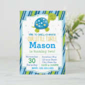 Birthday Invitation (blau) Einladung (Stehend Vorderseite)