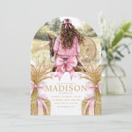 Birthday Invitation Brunette Girl Riding Horse Einladung