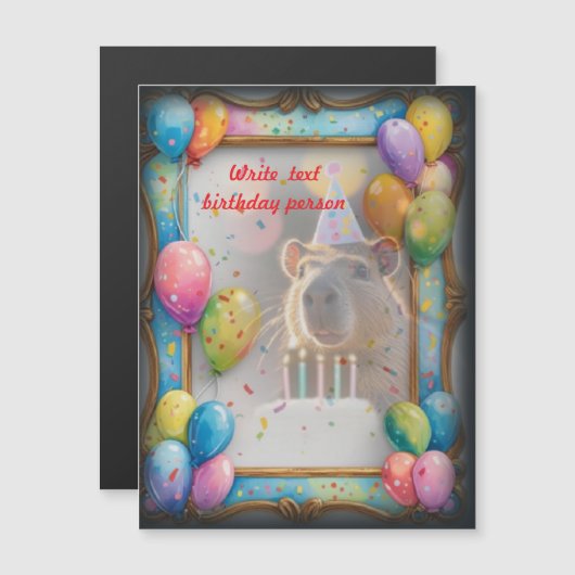 Birthday invitation card Capybara Magneteinladung (Vorne/Hinten)