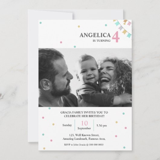 Birthday Invitation | Custom Year Number Einladung (Vorderseite)