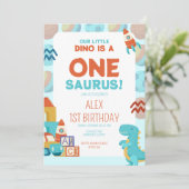 Birthday Invitation – Dino Roar Theme Einladung (Stehend Vorderseite)