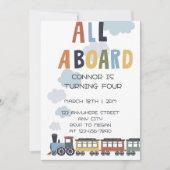 Birthday Invitation Editable Template Modern Train Einladung (Vorderseite)
