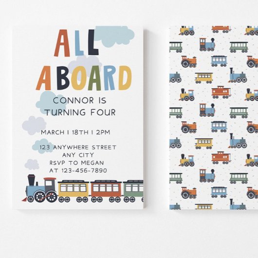 Birthday Invitation Editable Template Modern Train Einladung