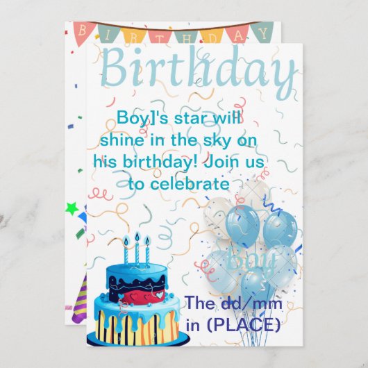 Birthday Invitation Einladung (Vorne/Hinten)