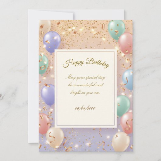 Birthday Invitation Elegant Card | Happy Birthday Einladung (Vorderseite)