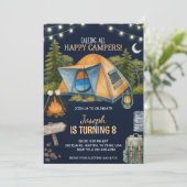 Birthday invitation featuring a camping theme einladung (Stehend Vorderseite)
