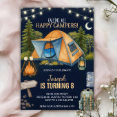 Birthday invitation featuring a camping theme einladung