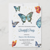 Birthday invitation featuring colorful butterflies einladung (Vorderseite)
