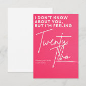 Birthday Invitation for 22  Einladung (Vorne/Hinten)