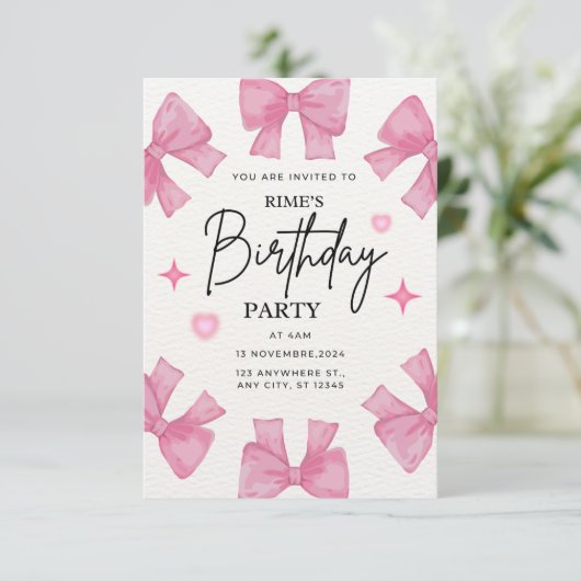 Birthday invitation for girls RSVP karte (Stehend Vorderseite)