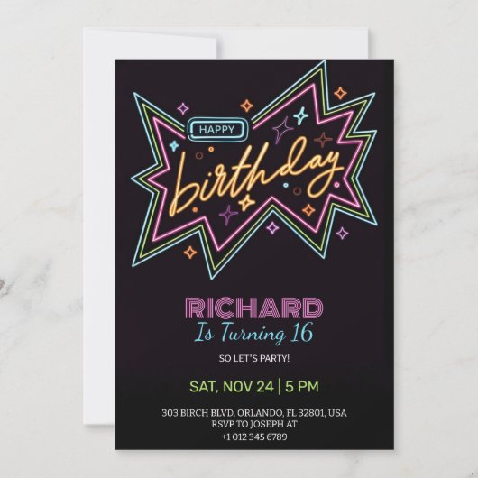 Birthday invitation in retro theme  einladung (Vorderseite)