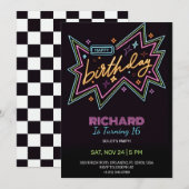 Birthday invitation in retro theme  einladung (Vorne/Hinten)