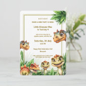 Birthday Invitation Kids Party Dinasaur Watercolor Einladung (Stehend Vorderseite)