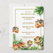 Birthday Invitation Kids Party Dinasaur Watercolor Einladung (Vorderseite)